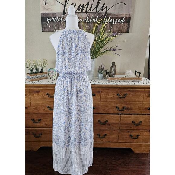 Old Navy Blue & White M French Cottagecore Boho Coastal Garden Quiet Luxury Maxi - Picture 2 of 10